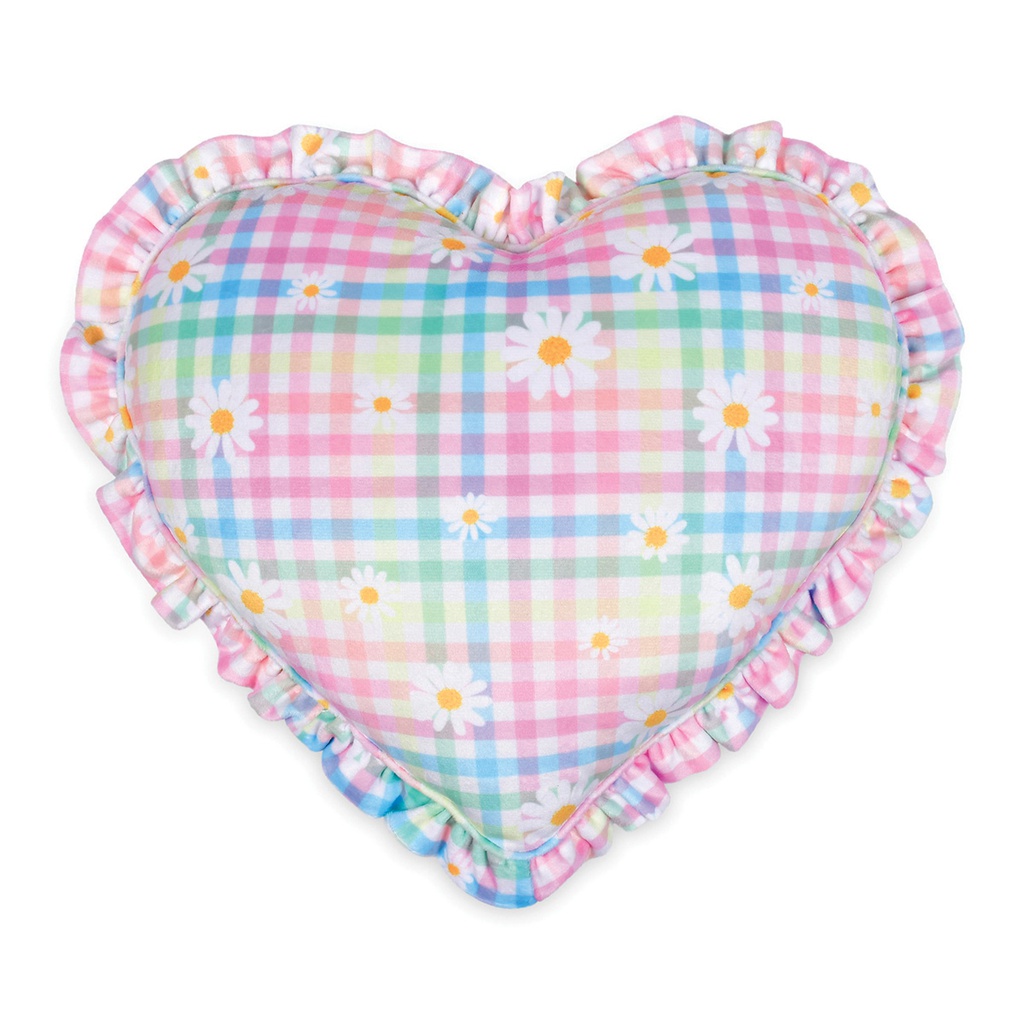 Daisy Gingham Heart Fleece Plush