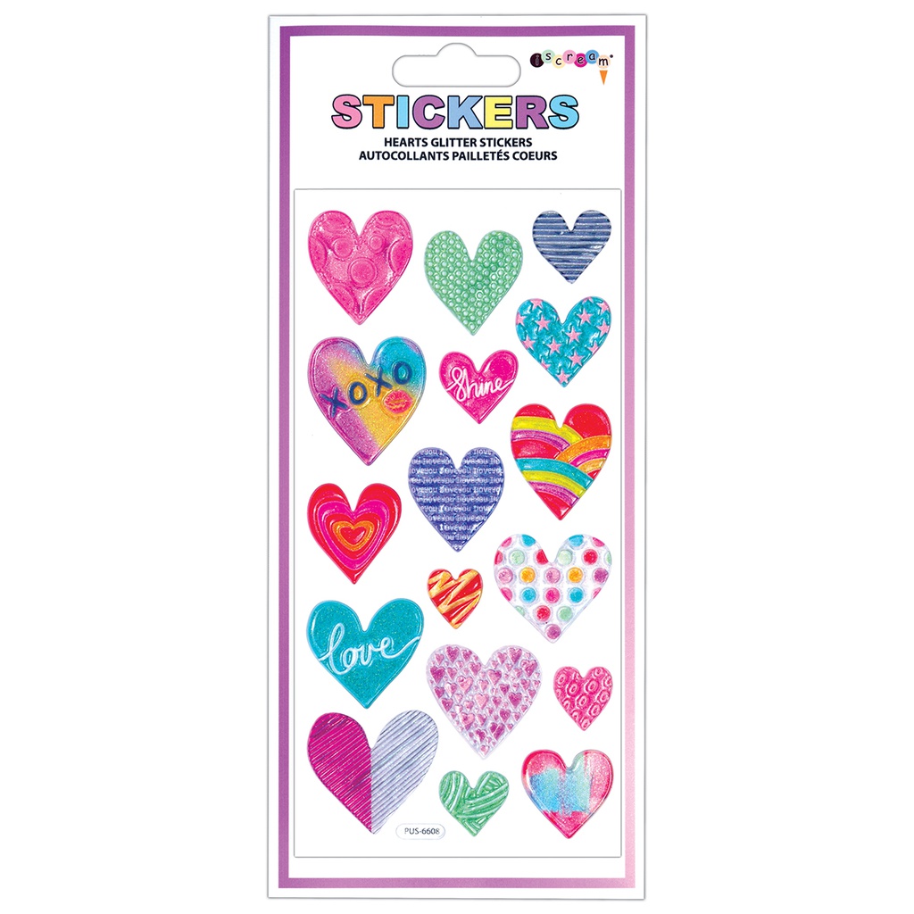 Hearts Glitter Stickers