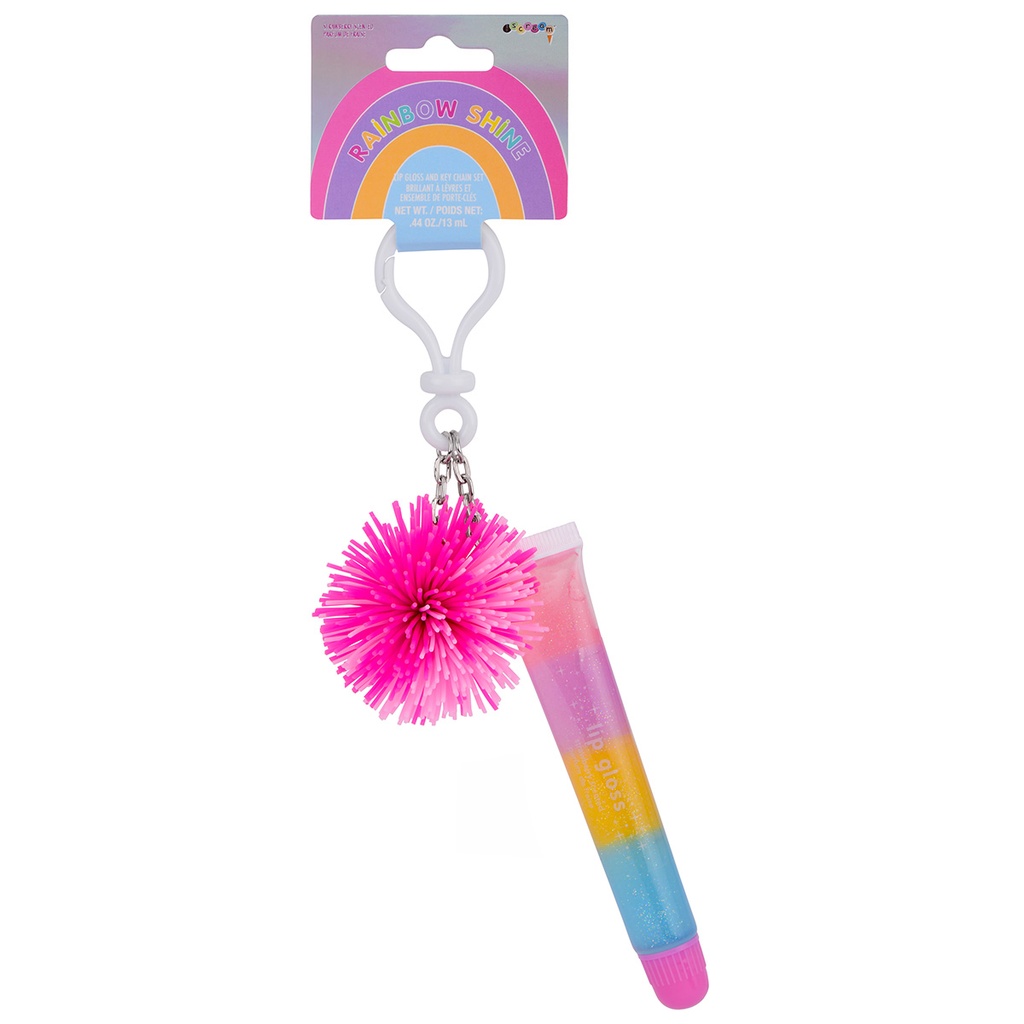 Rainbow Shine Lip Gloss and Key Chain Set