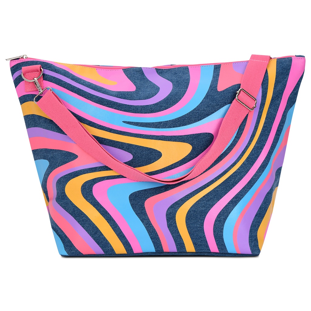 Color Swirl Denim Weekender Bag