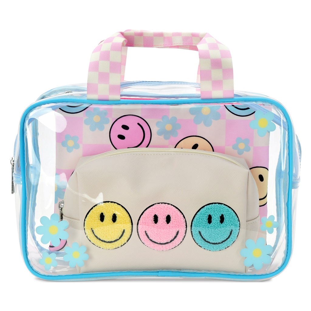 Happy Check Cosmetic Bag Trio