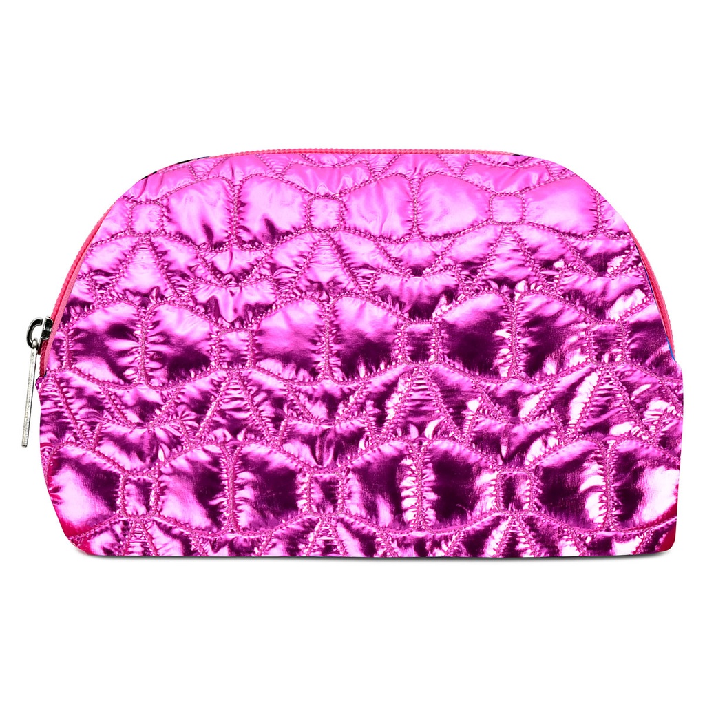 Shining Bows Quilted Oval Cosmetic Bag