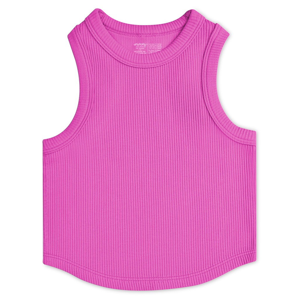 Pretty Pink Cropped Ribbed Racerback Tank Top