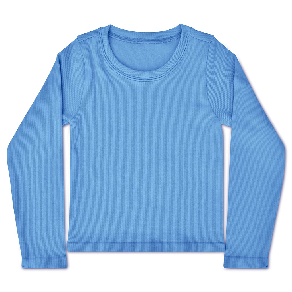 Bright Blue Ribbed Long Sleeve Shirt