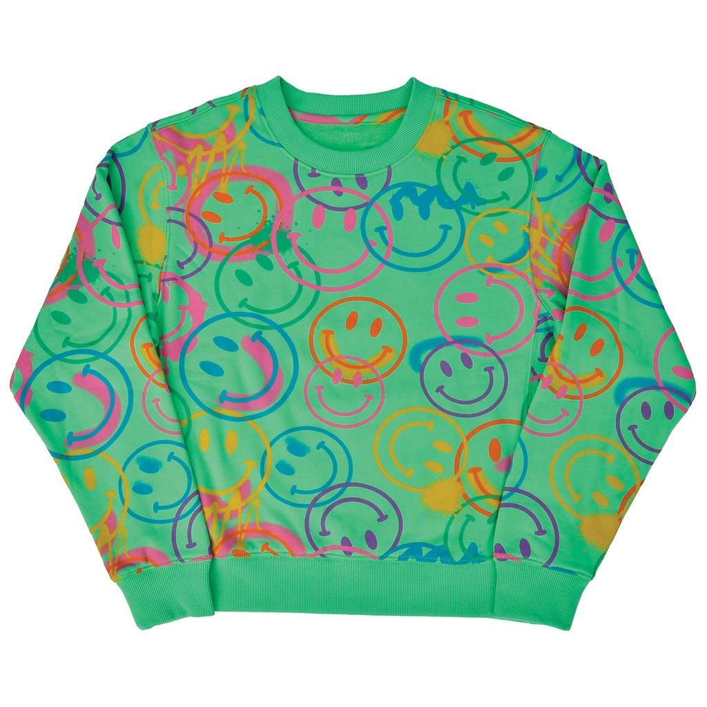 All Over Smile Glam Green Basic Crew Neck Sweatshirt