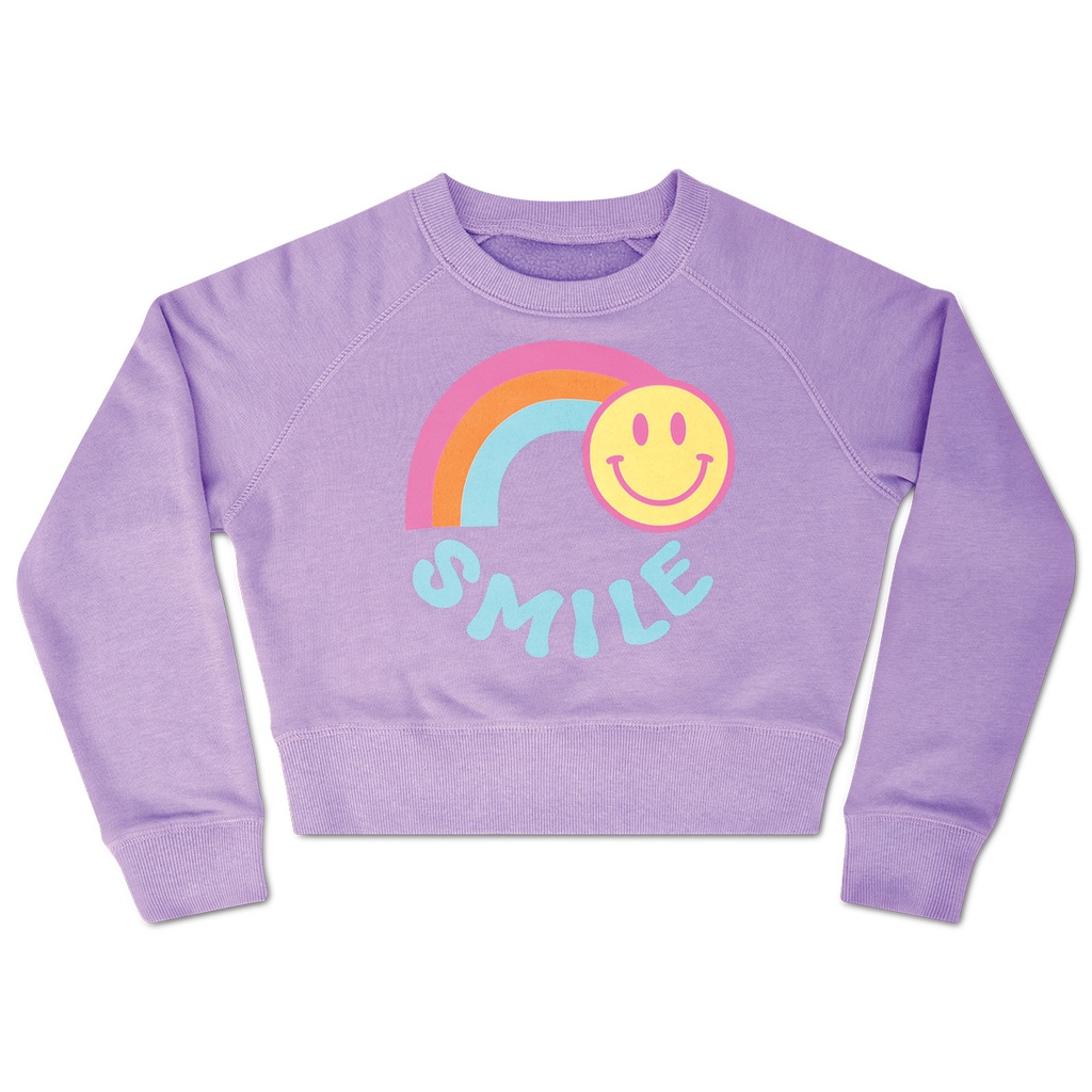 Rainbow Smile Vivid Violet Basic Crew Neck Sweatshirt