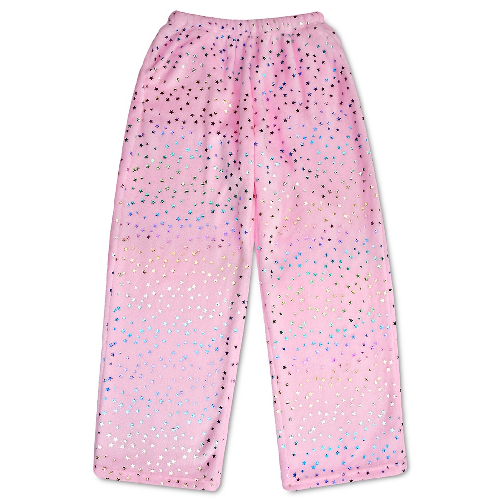 Pink Foil Stars Plush Pants