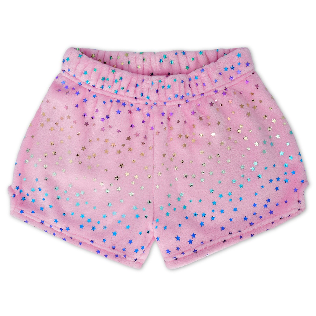 Pink Foil Stars Plush Shorts