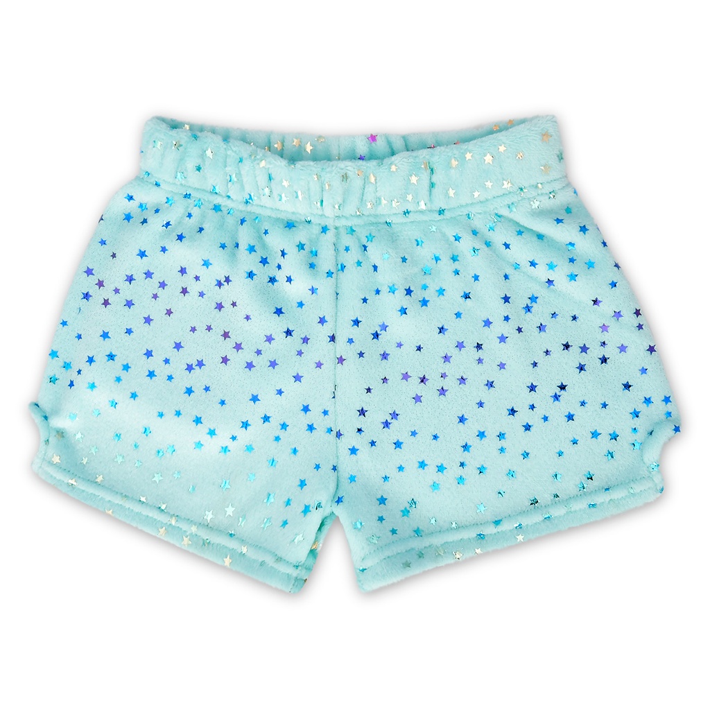 Blue Foil Stars Plush Shorts