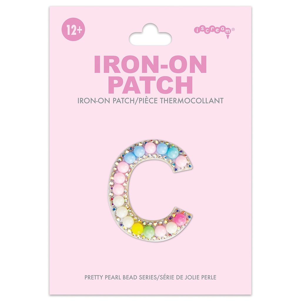 C Alphabet Pastel Bead Iron On Patch