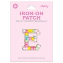 E Alphabet Pastel Bead Iron On Patch