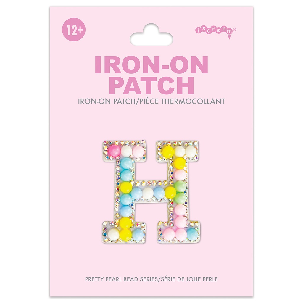 H Alphabet Pastel Bead Iron On Patch