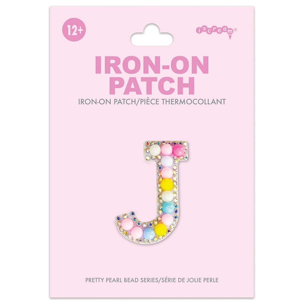 J Alphabet Pastel Bead Iron On Patch