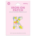 K Alphabet Pastel Bead Iron On Patch