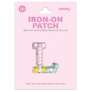 L Alphabet Pastel Bead Iron On Patch