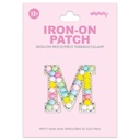 M Alphabet Pastel Bead Iron On Patch