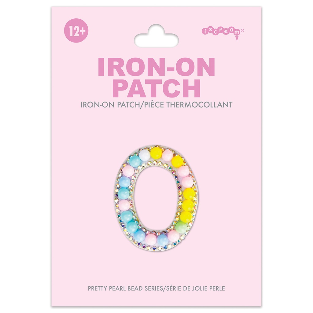 O Alphabet Pastel Bead Iron On Patch