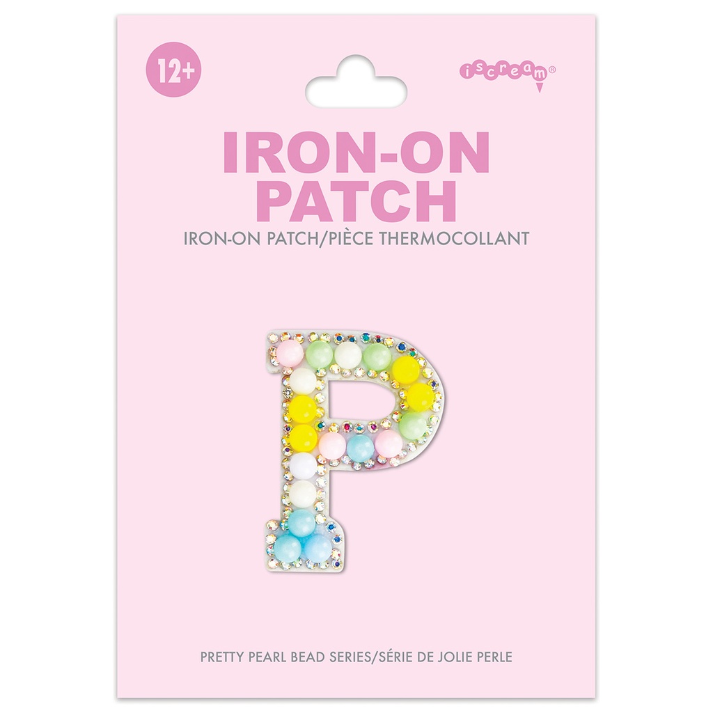 P Alphabet Pastel Bead Iron On Patch