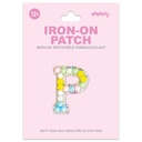 P Alphabet Pastel Bead Iron On Patch