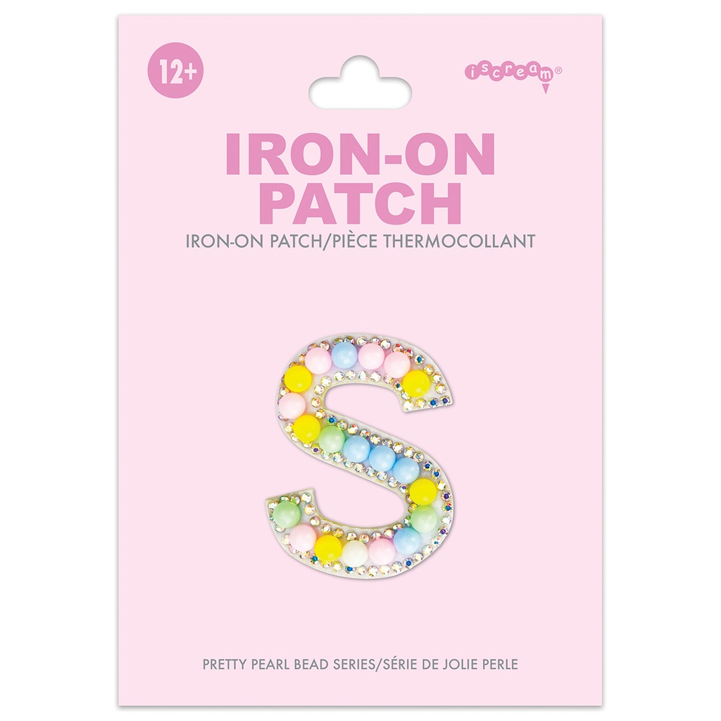 S Alphabet Pastel Bead Iron On Patch