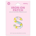 S Alphabet Pastel Bead Iron On Patch