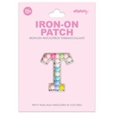 T Alphabet Pastel Bead Iron On Patch