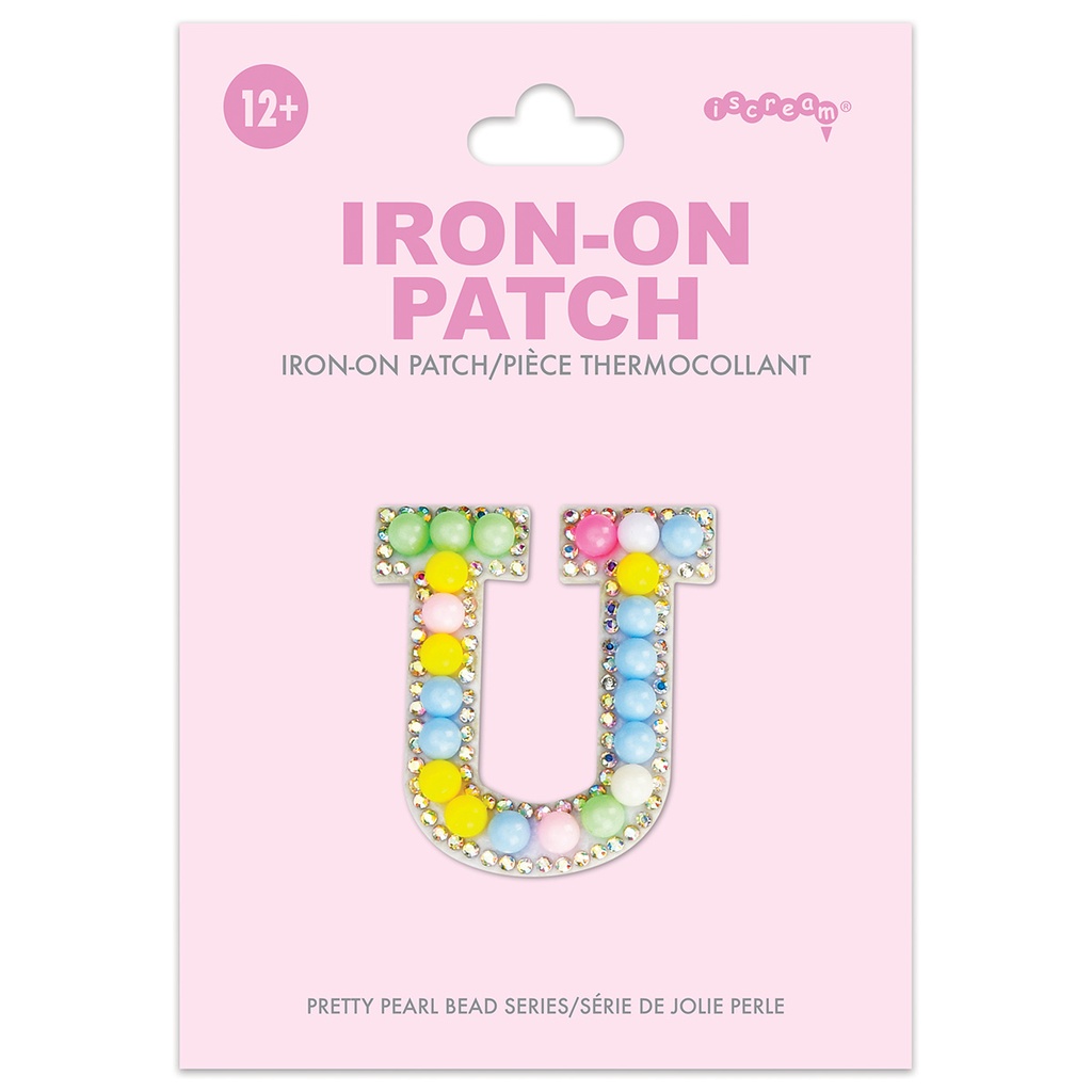 U Alphabet Pastel Bead Iron On Patch