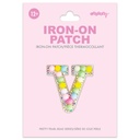 V Alphabet Pastel Bead Iron On Patch