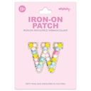 W Alphabet Pastel Bead Iron On Patch