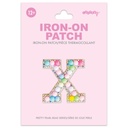 X Alphabet Pastel Bead Iron On Patch