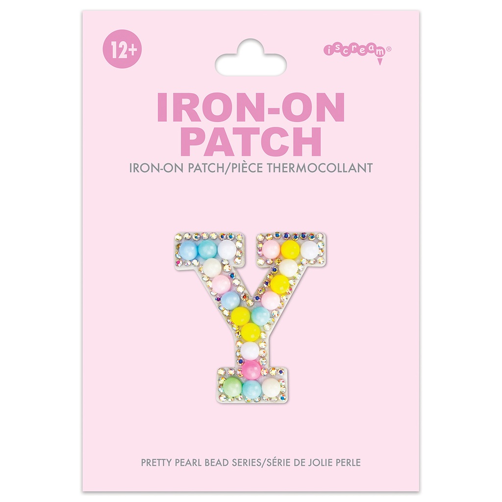 Y Alphabet Pastel Bead Iron On Patch