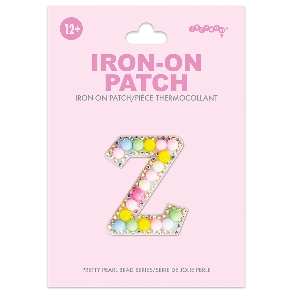 Z Alphabet Pastel Bead Iron On Patch