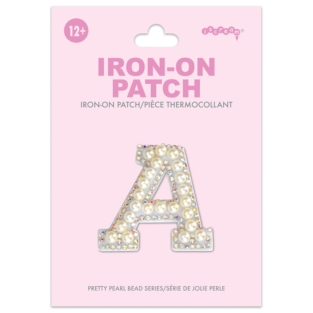 A Alphabet Pretty Pearl Bead Iron On Patch