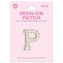 P Alphabet Pretty Pearl Bead Iron On Patch