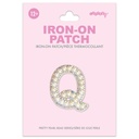 Q Alphabet Pretty Pearl Bead Iron On Patch