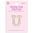 U Alphabet Pretty Pearl Bead Iron On Patch