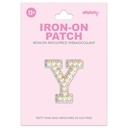 Y Alphabet Pretty Pearl Bead Iron On Patch