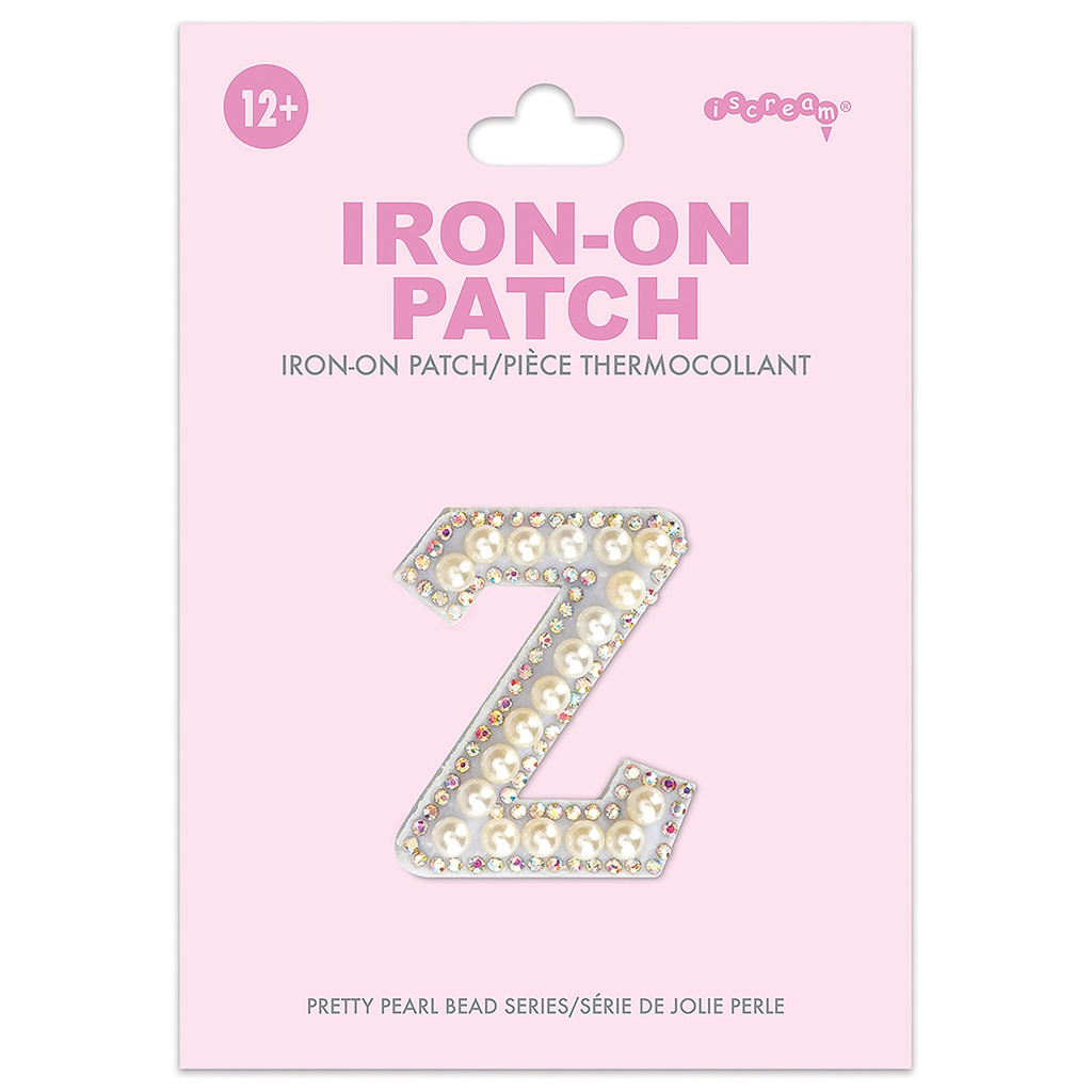 Z Alphabet Pretty Pearl Bead Iron On Patch