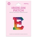 E Alphabet Rainbow Gem Iron On Patch