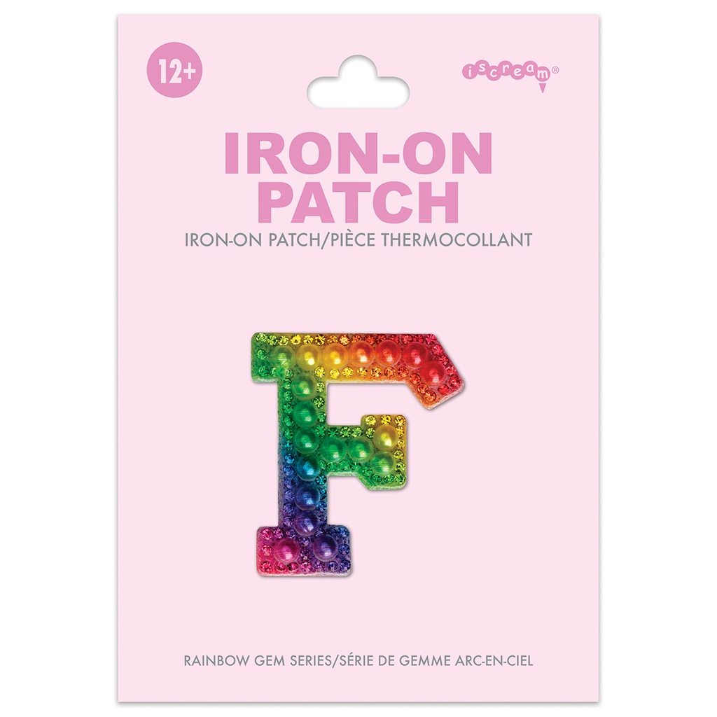 F Alphabet Rainbow Gem Iron On Patch