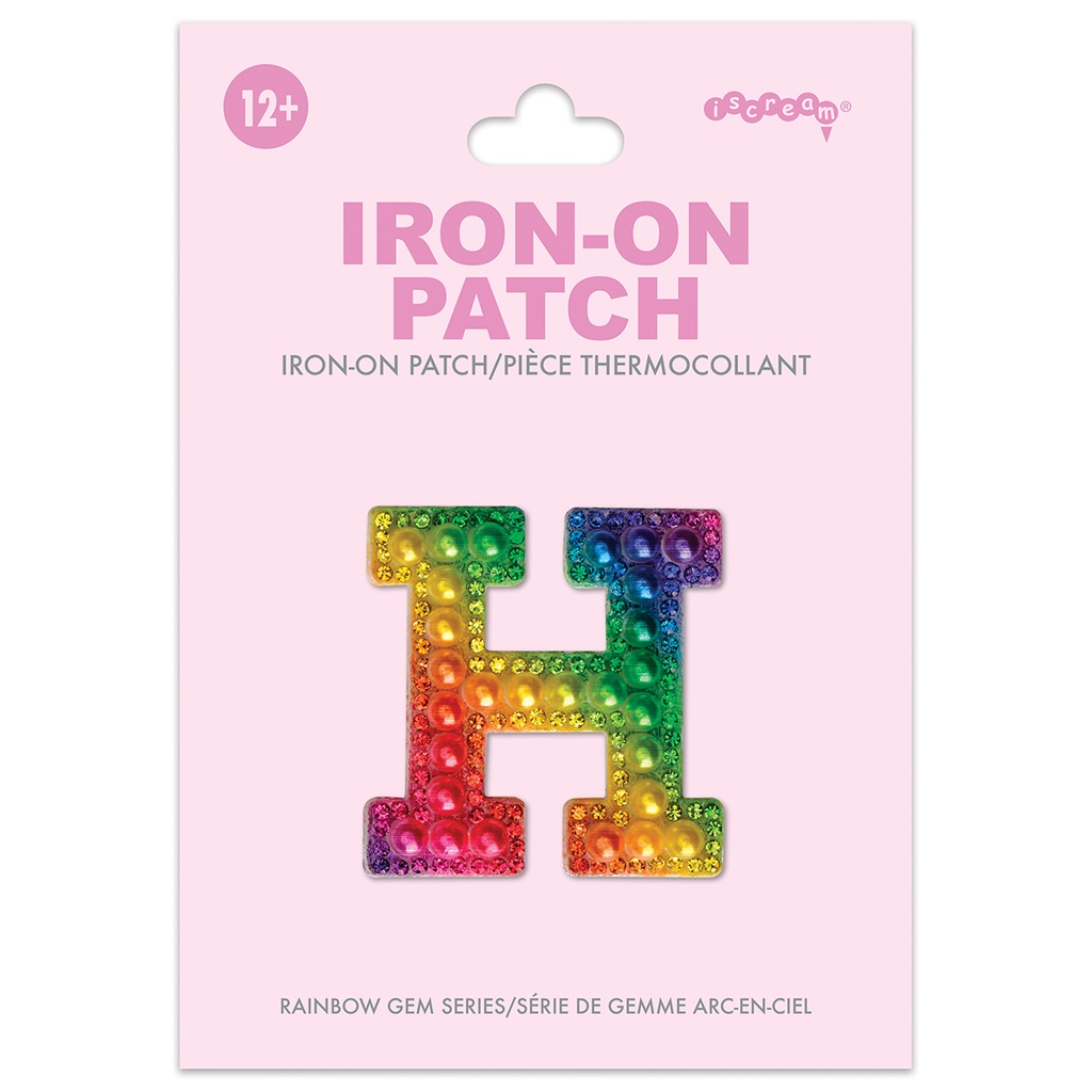 H Alphabet Rainbow Gem Iron On Patch