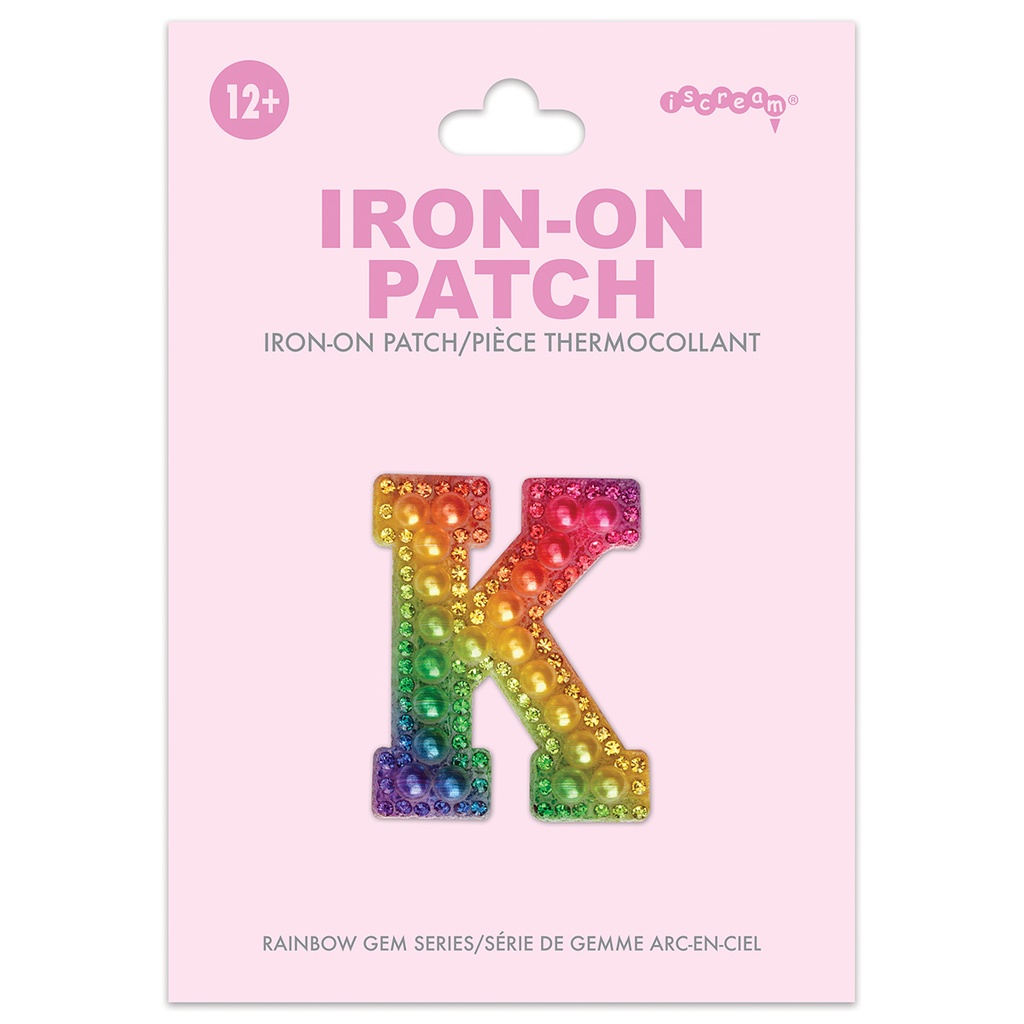 K Alphabet Rainbow Gem Iron On Patch