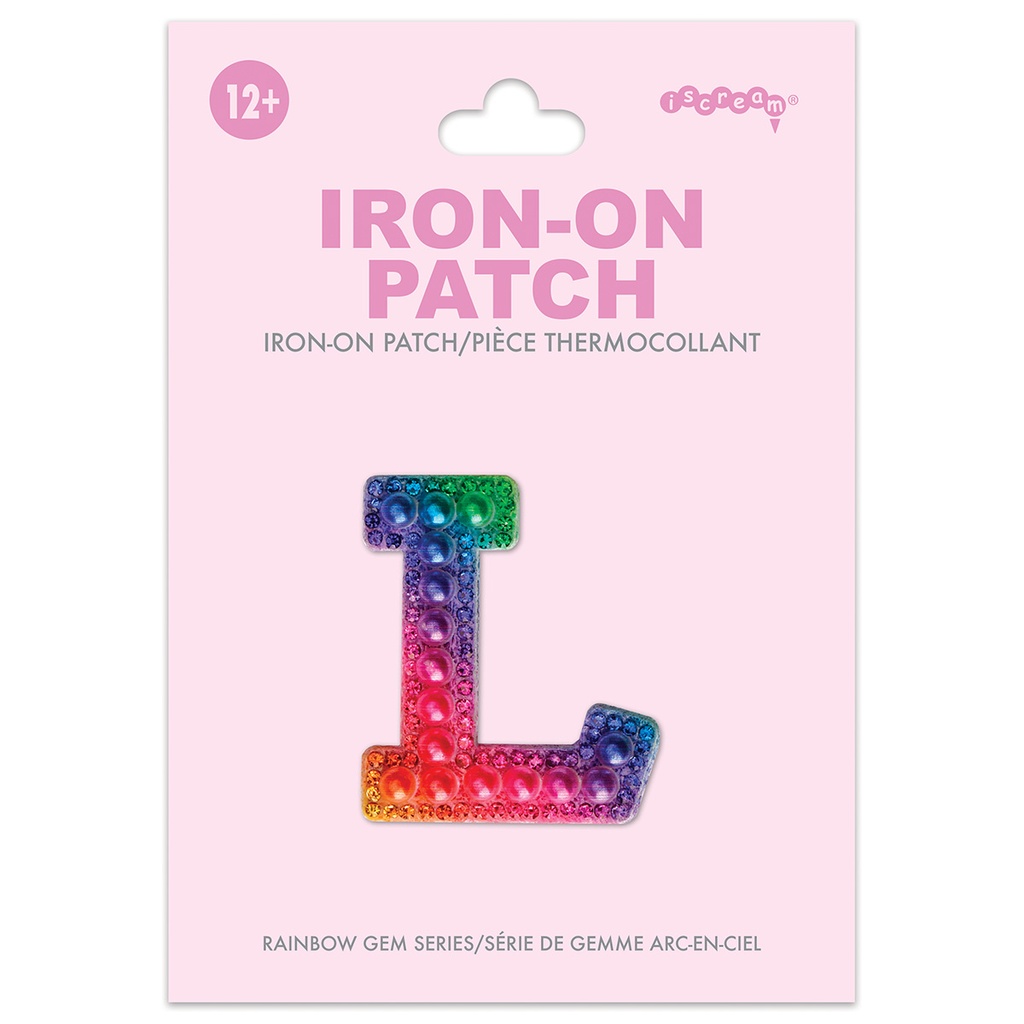 L Alphabet Rainbow Gem Iron On Patch