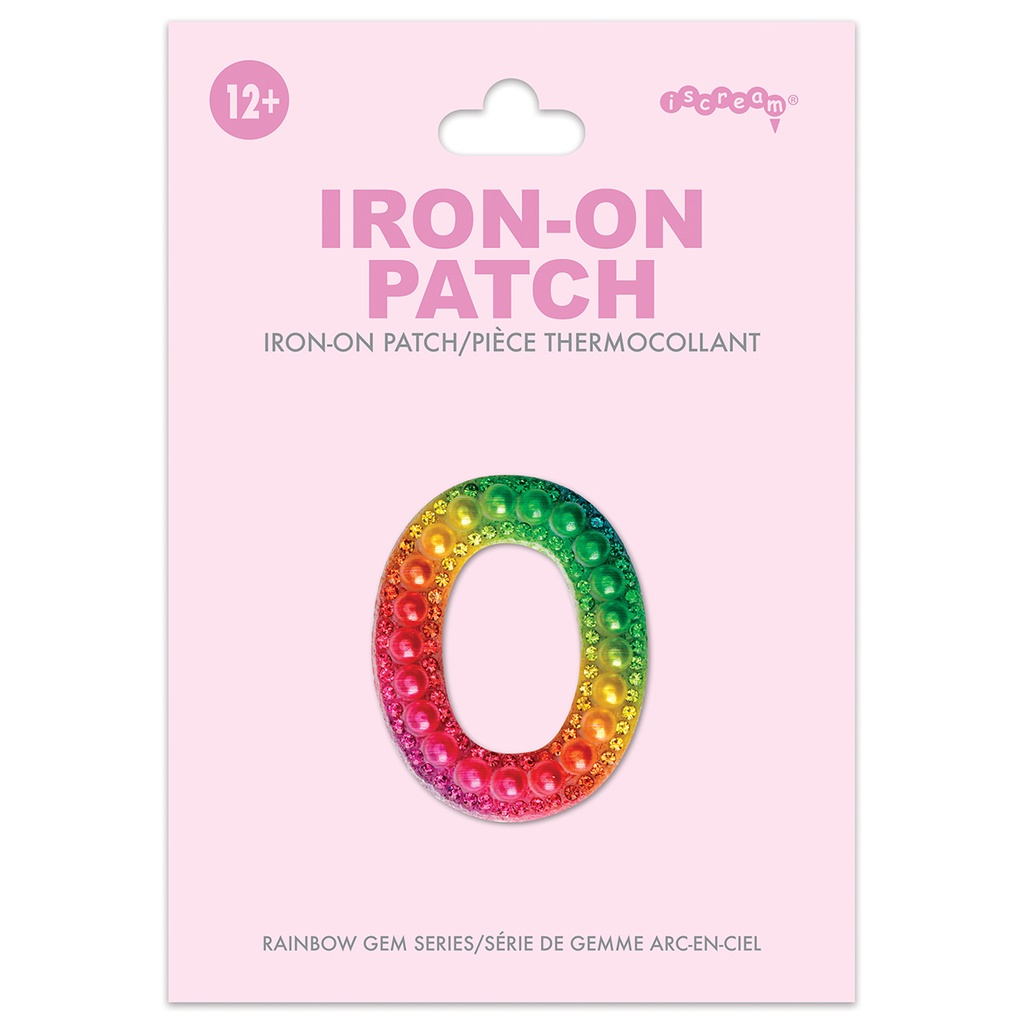 O Alphabet Rainbow Gem Iron On Patch