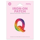 Q Alphabet Rainbow Gem Iron On Patch