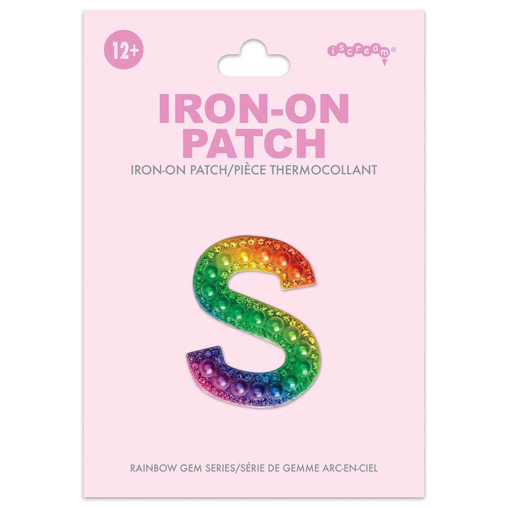 S Alphabet Rainbow Gem Iron On Patch