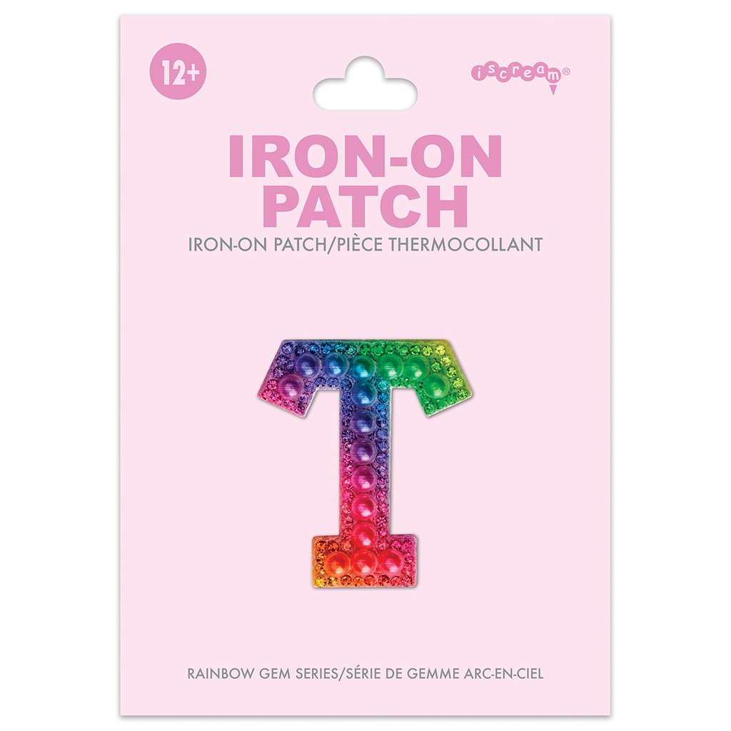 T Alphabet Rainbow Gem Iron On Patch