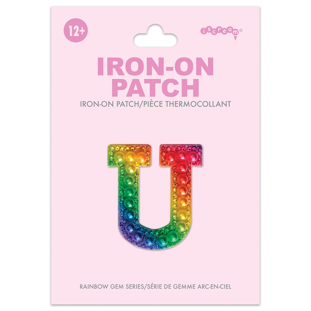 U Alphabet Rainbow Gem Iron On Patch