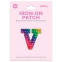 V Alphabet Rainbow Gem Iron On Patch