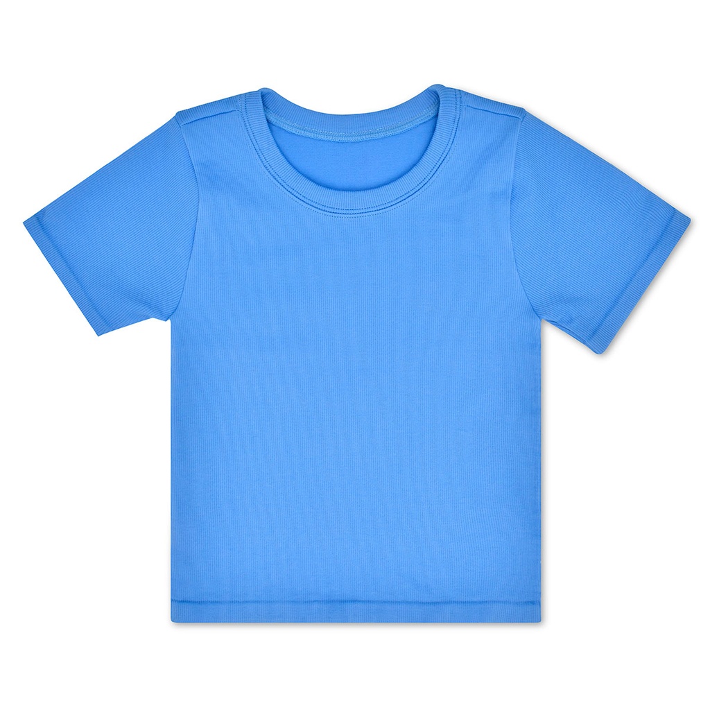 Bright Blue Ribbed Short Sleeve Shirt